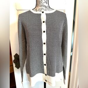 🖤NWOT Cream and Black AnnTaylor Cardigan Sweater, size XL